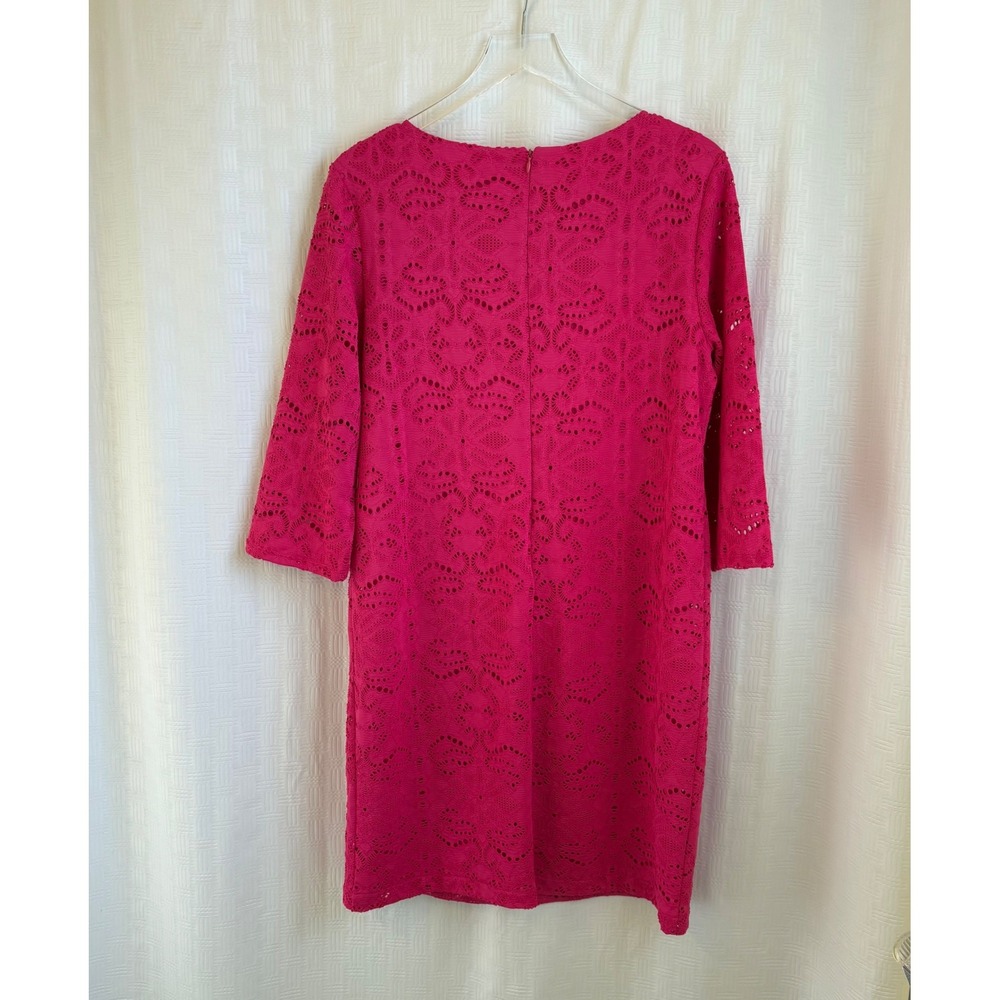 Chico's Europa Pink Lace Overlay Shift Dress Size 2 Medium 12 NWT Fuchsia - Picture 3 of 7